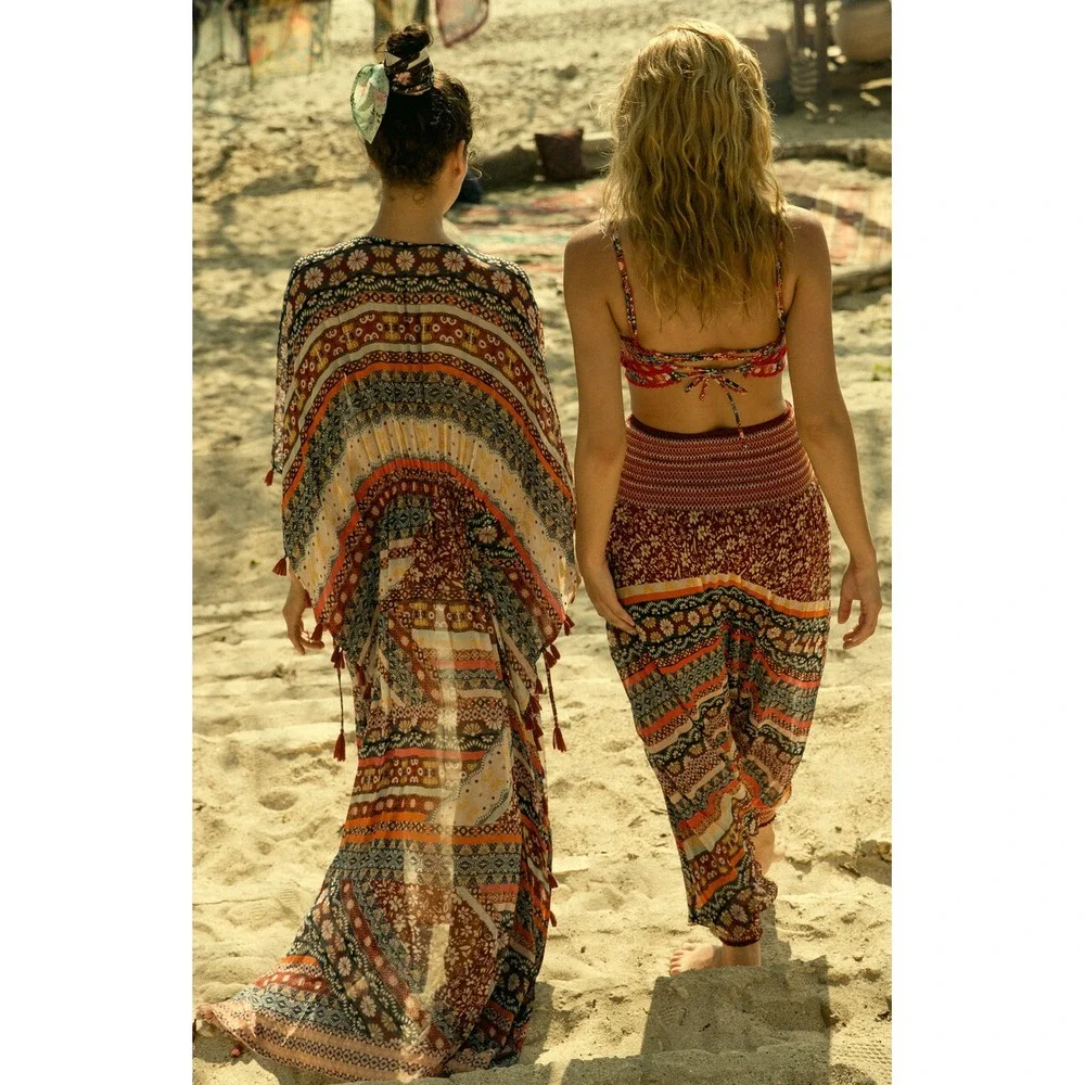 Agua Bendita Sienna Story Sam Maxi Tunic One Size Fits All Cover Up Kimono